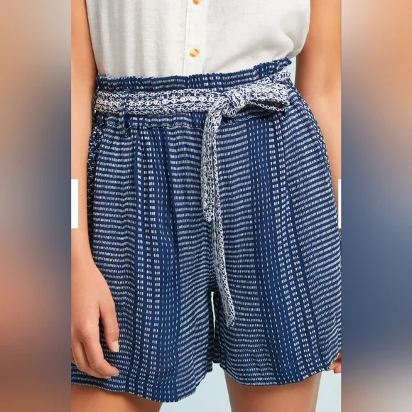 Anthropologie Blue and White Notched Collar Blouse - Picture 3 of 6